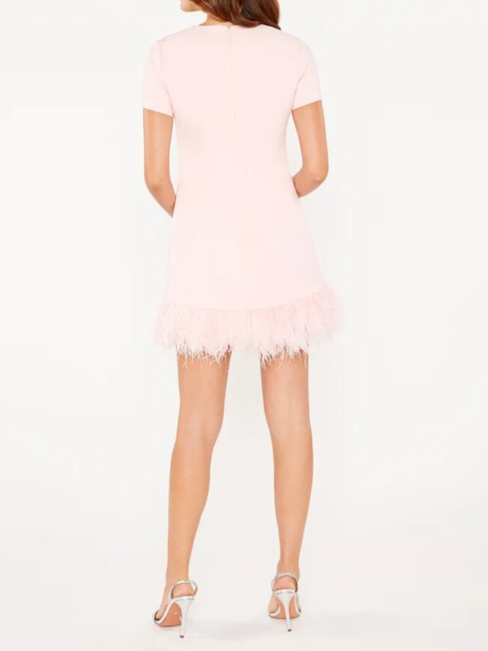 Likely Women's Pink Ostrich Feather Trim Marullo Shift Dress Size 6 - Picture 3 of 3